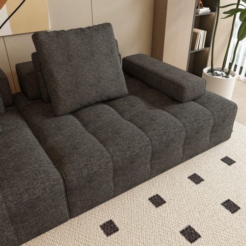 Gray Velvet Modular Sectional Sofa – Reconfigurable Living Room Couch - Image 2