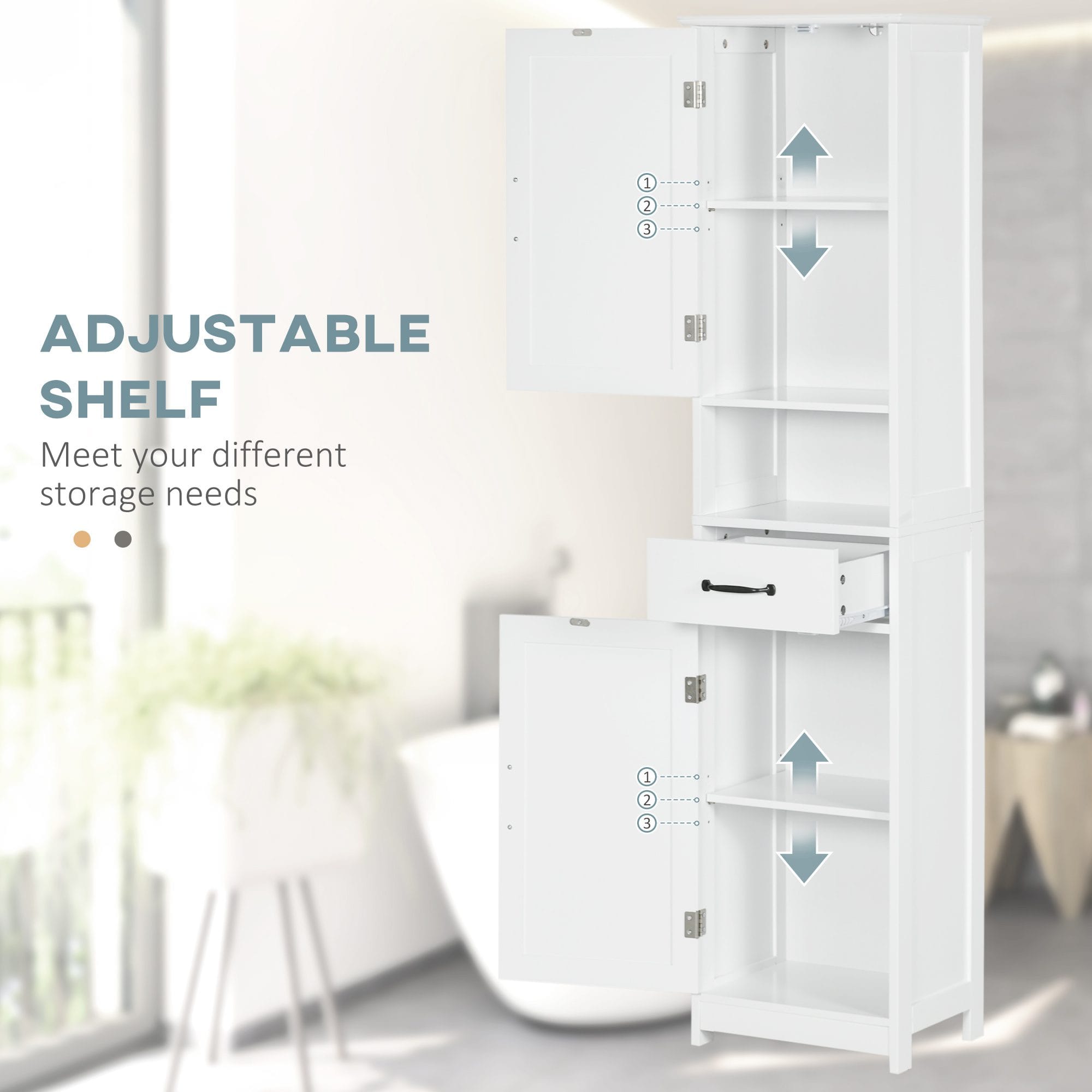 Tall White Bathroom Storage Cabinet – Slim Freestanding Floor Organizer - Image 8