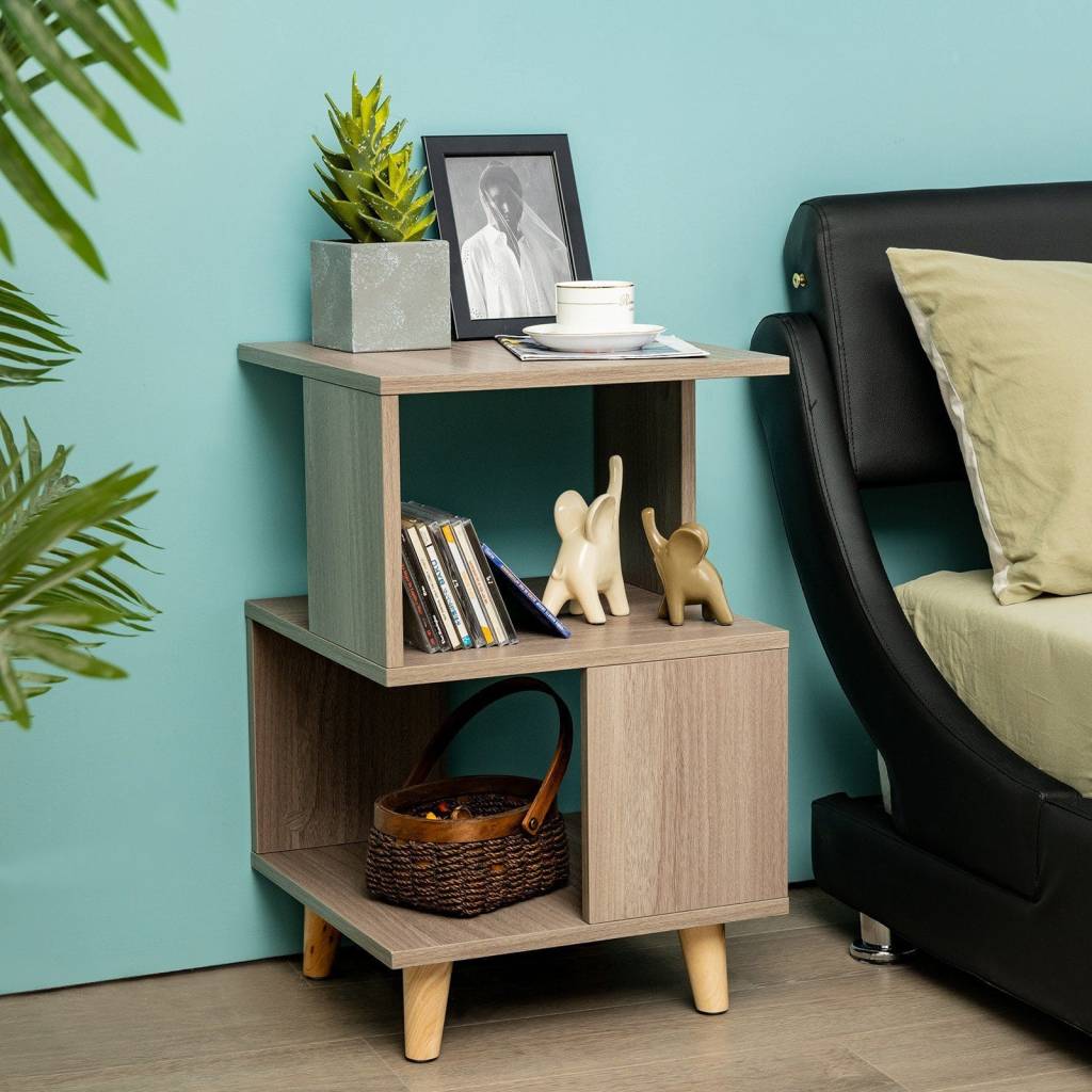 modern wooden nightstand set bedside tables