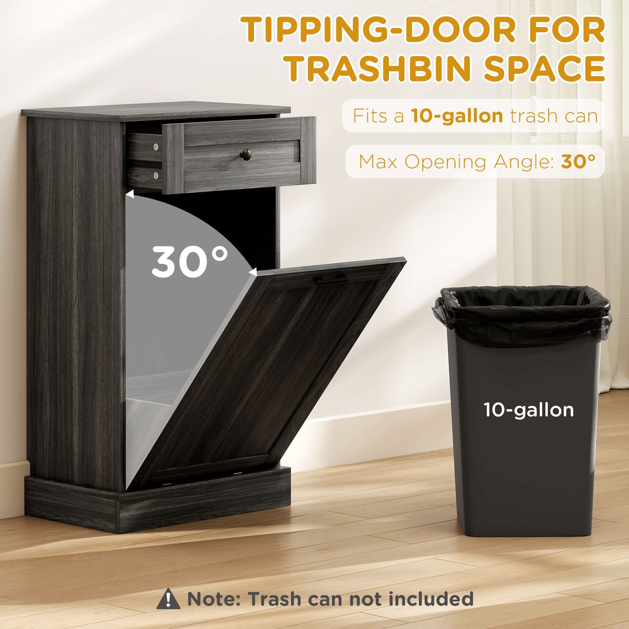 Kitchen Tilt Out Trash Cabinet – Freestanding Bin Storage with Drawer” - Image 2