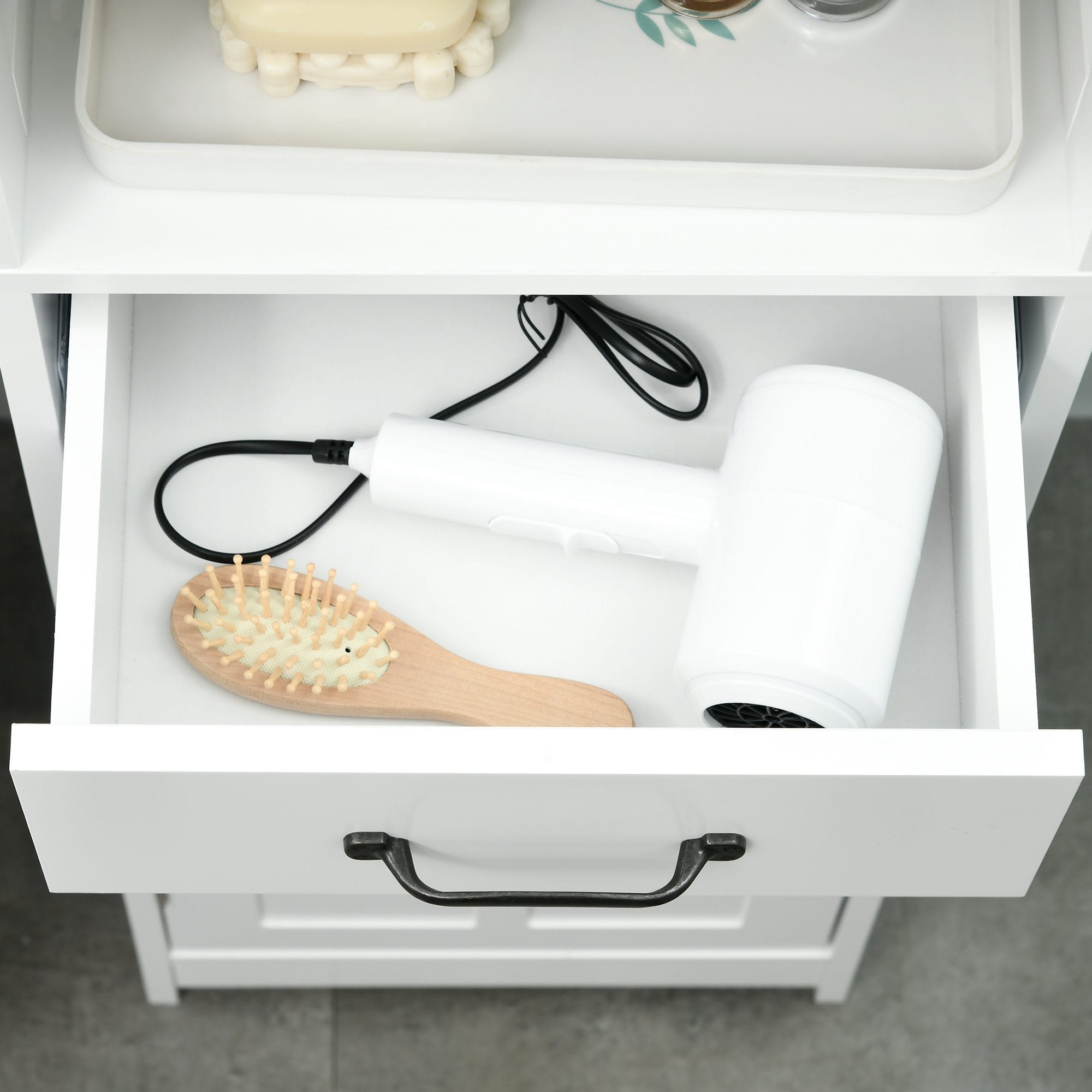 Tall White Bathroom Storage Cabinet – Slim Freestanding Floor Organizer - Image 9