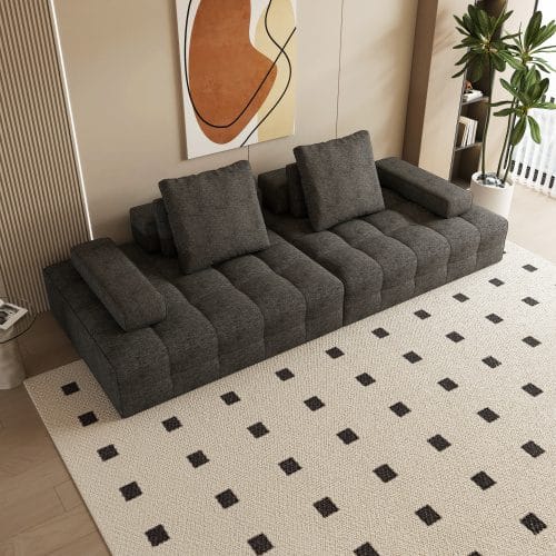 Gray Velvet Modular Sectional Sofa – Reconfigurable Living Room Couch - Image 4