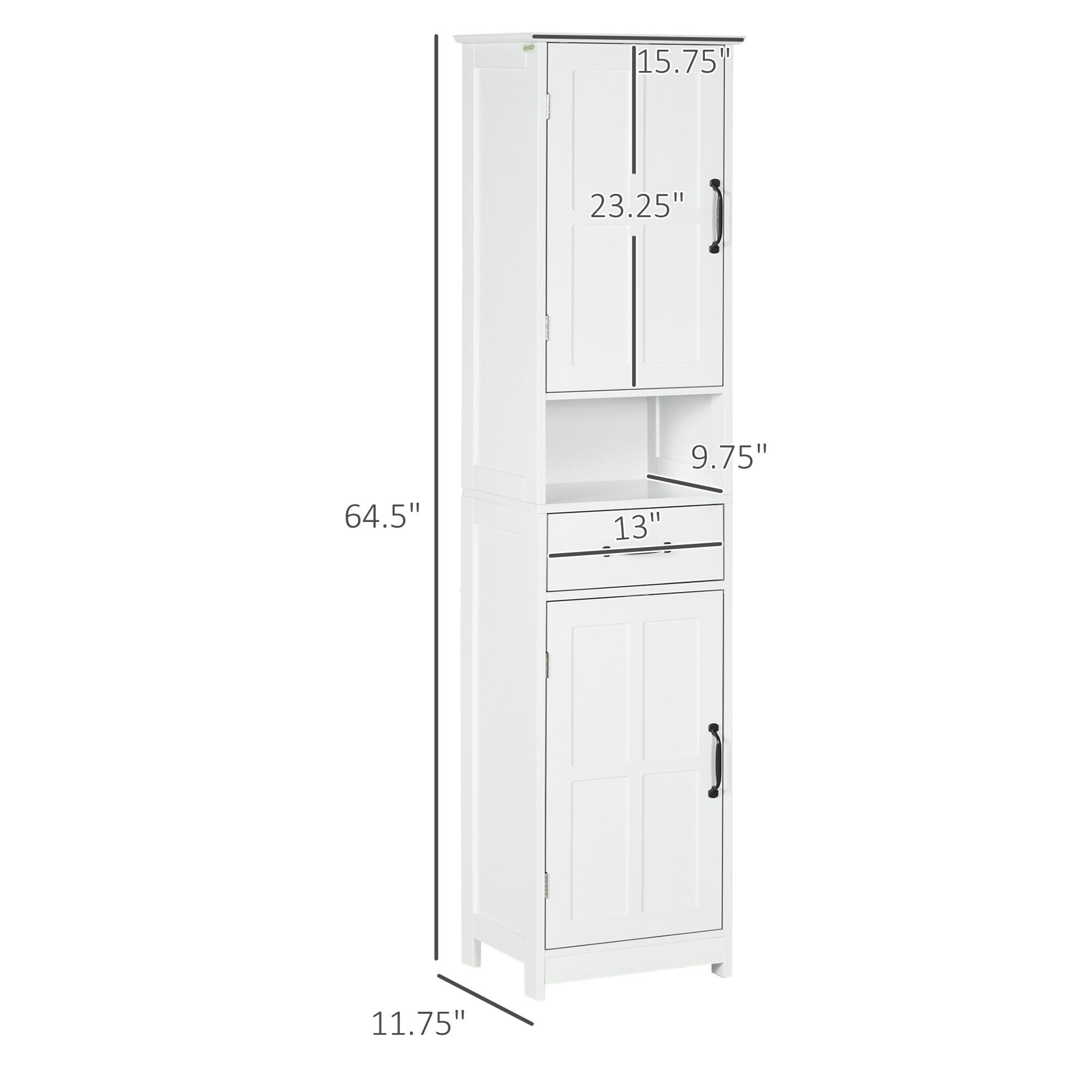 Tall White Bathroom Storage Cabinet – Slim Freestanding Floor Organizer - Image 2