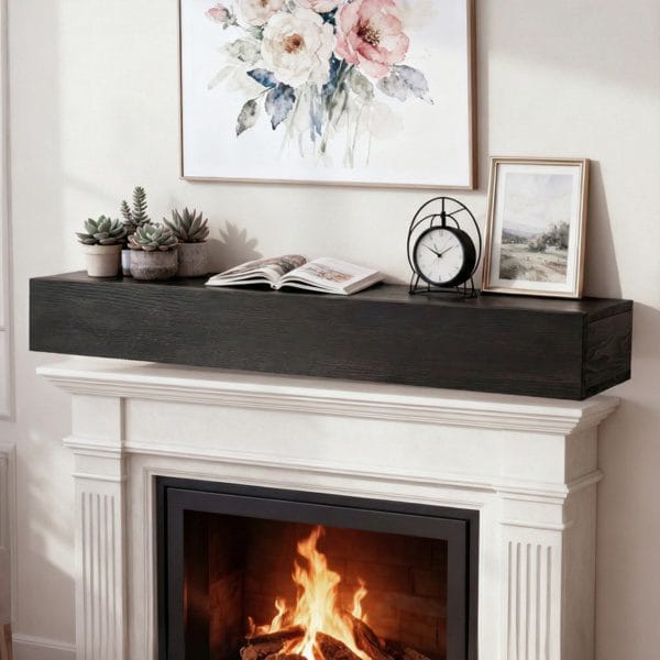 rustic wood fireplace mantel floating mantel shelf
