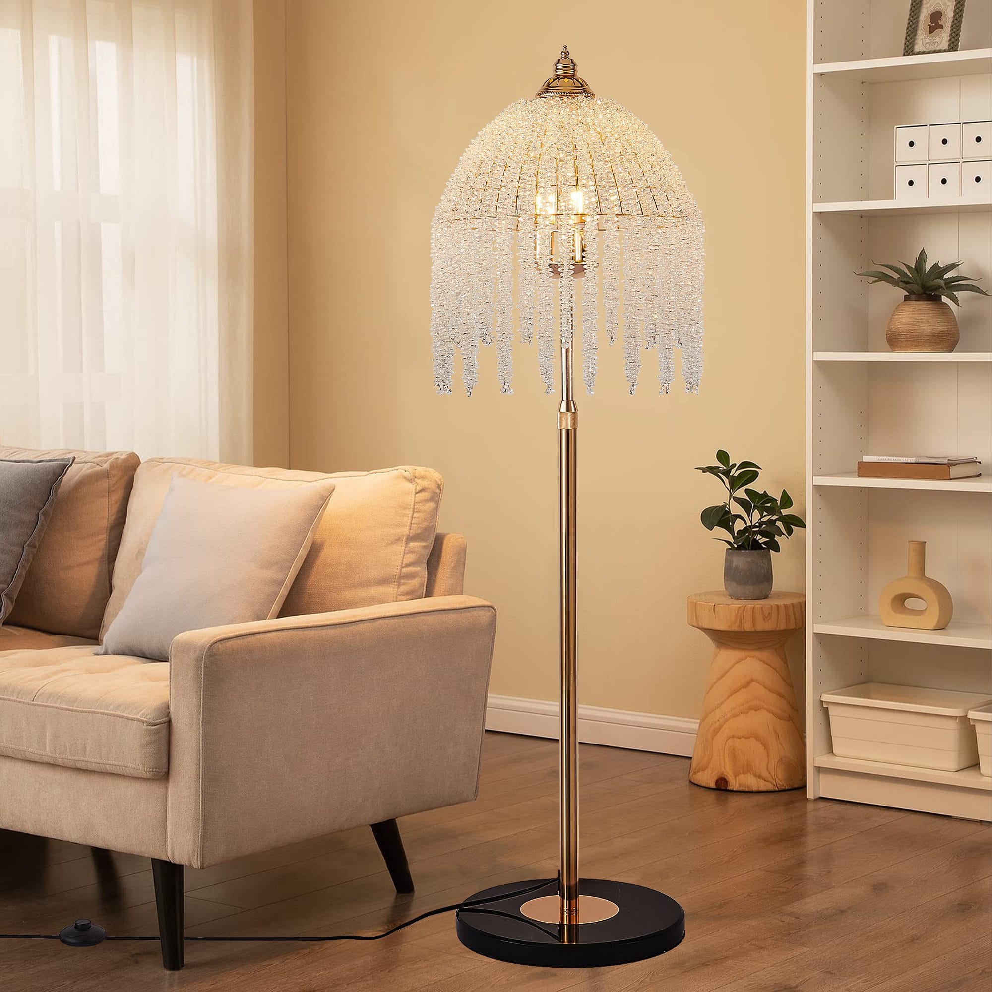 Crystal Floor Lamp with 3 Lights – Glamorous Standing Lamp for Living Room & Bedroom - Image 9