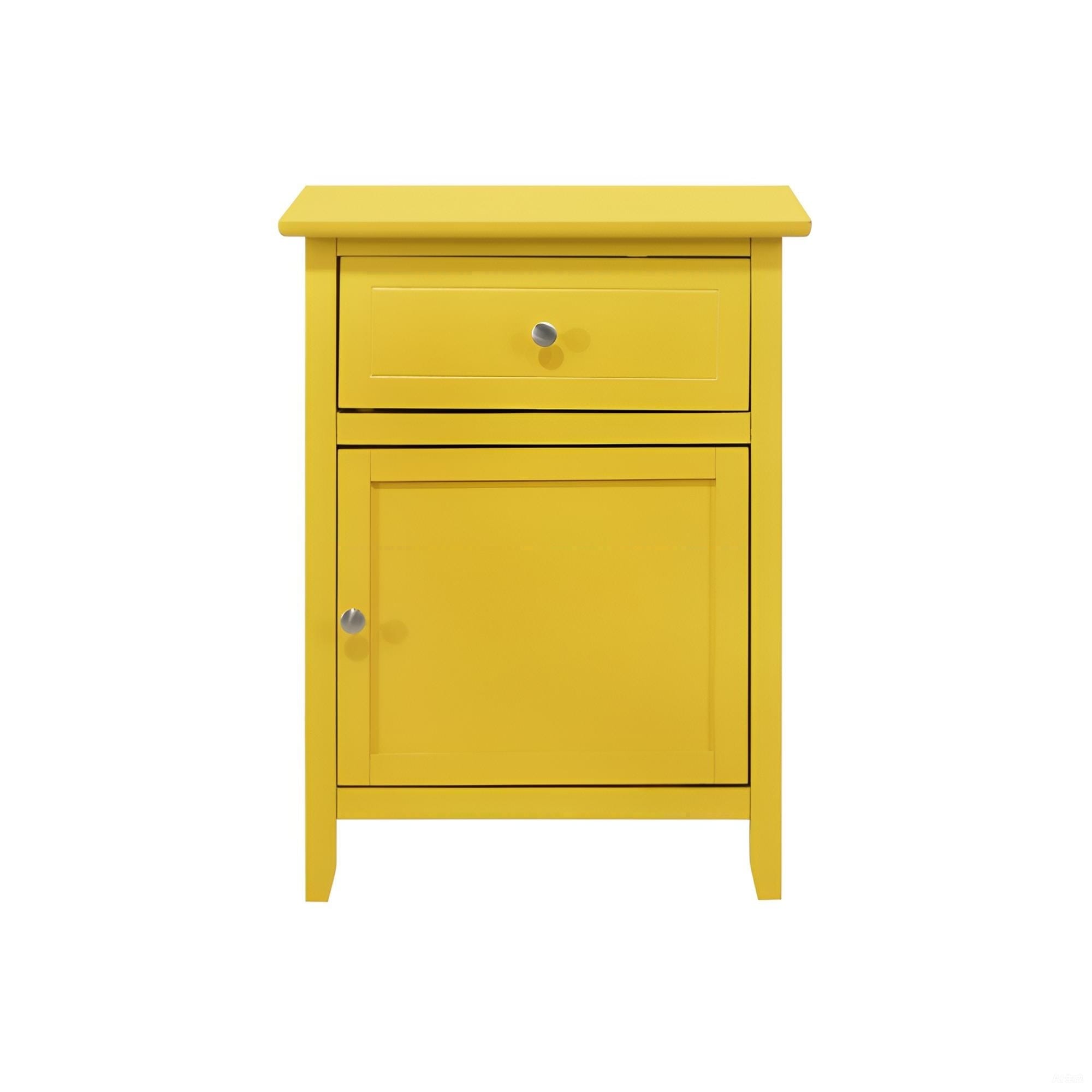 Vibrant Yellow Nightstand – Casual Bedside Table with Storage - Image 4