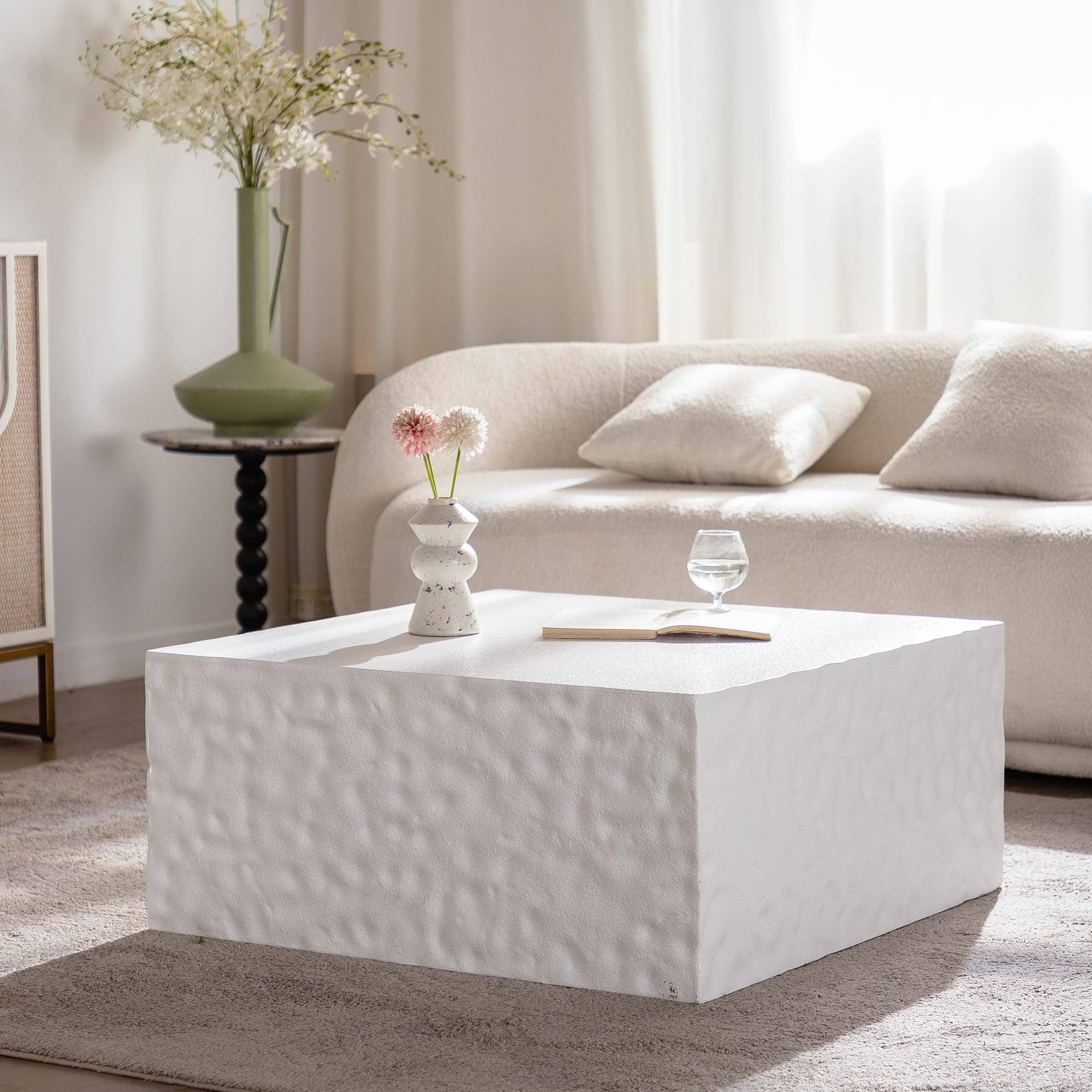 Cream White Square Coffee Table – No Assembly Required