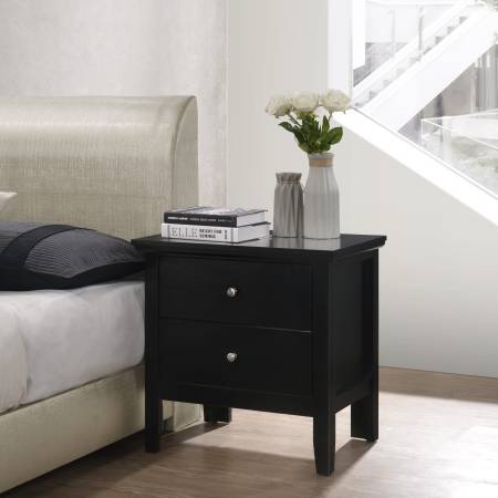 Stylish Transitional Black Nightstand – Bedside Table with Storage