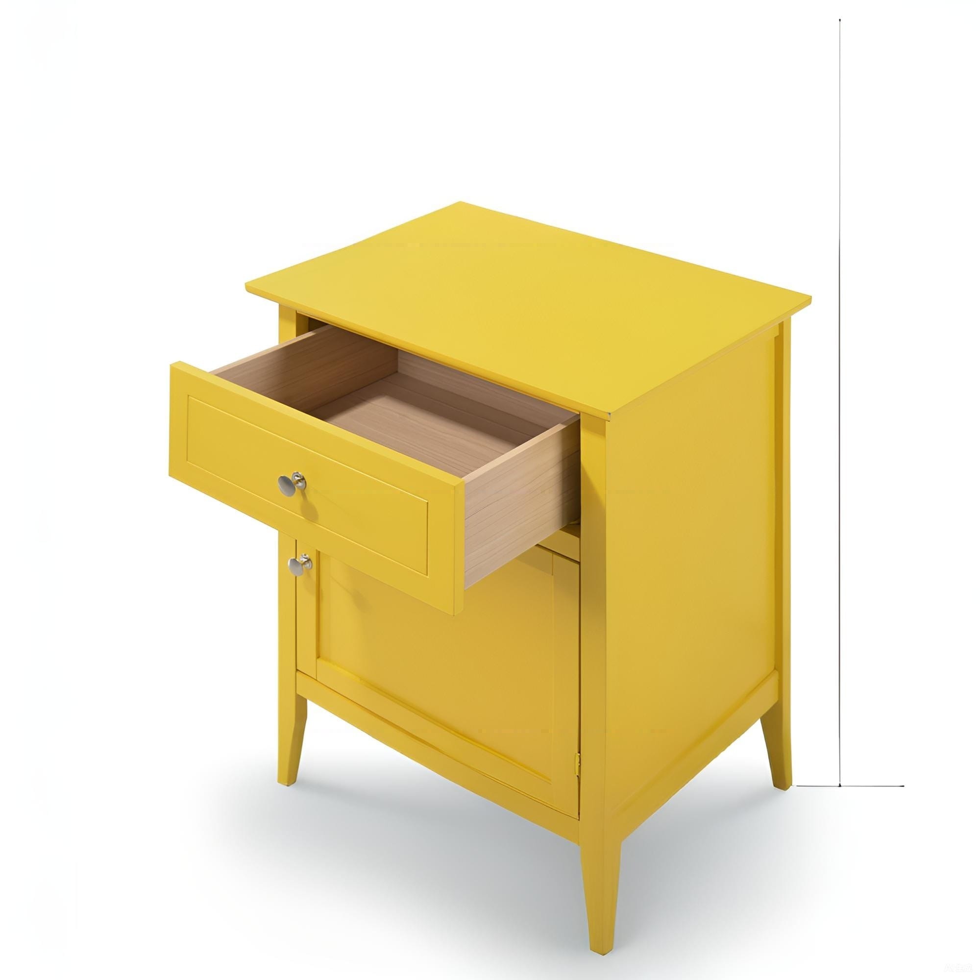 Vibrant Yellow Nightstand – Casual Bedside Table with Storage - Image 2