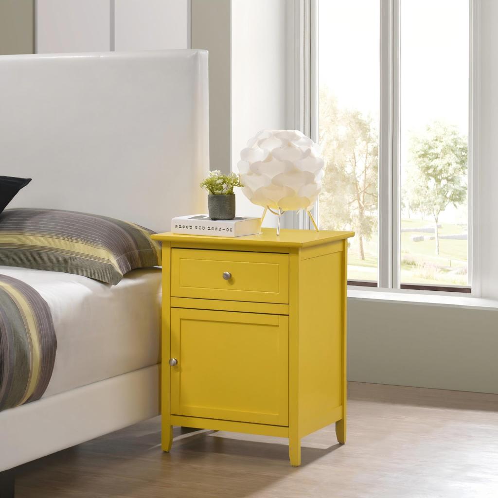 Vibrant Yellow Nightstand with Storage – Cheerful Accent Bedside Table