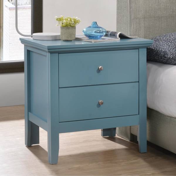 Teal Nightstand with Drawers – Elegant Bedside Table